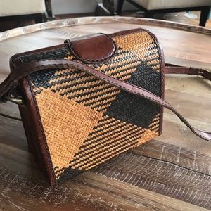 Leather and bamboo purse VINTAGE